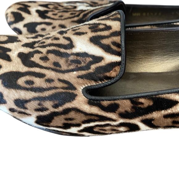 Stuart Weitzman Pony Hair Leather Leopard Animal Print Loafers size 7.5 - Picture 7 of 11